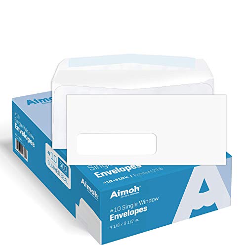 Aimoh #10 Single Left Window Envelopes -Gummed Closure -Size 4-1/8x9-1/2 Inches -24LB-500 Count(35410) - Image 1