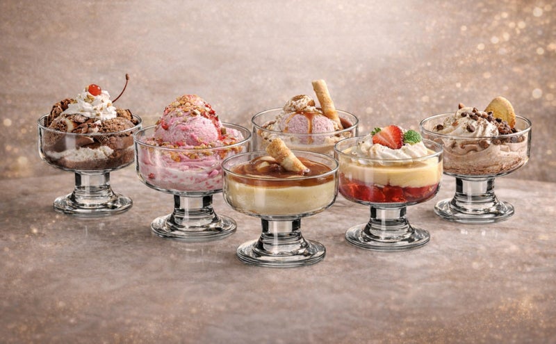 Red-Rubby 200 ml Ice Cream Cup Glass Set | Dessert Bowls with Stem | Premium Transparent Sundae Cups | Multipurpose Serving Bowls for Ice Cream, Fruit, Custard, Pudding (Set of 6) - Image 1