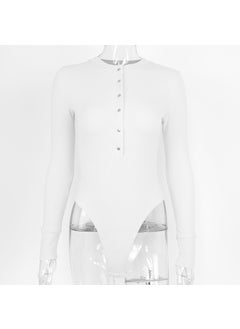 Generic 2024 Spring Ribbed Cotton Bodysuit for Women Apricot  - Image 2