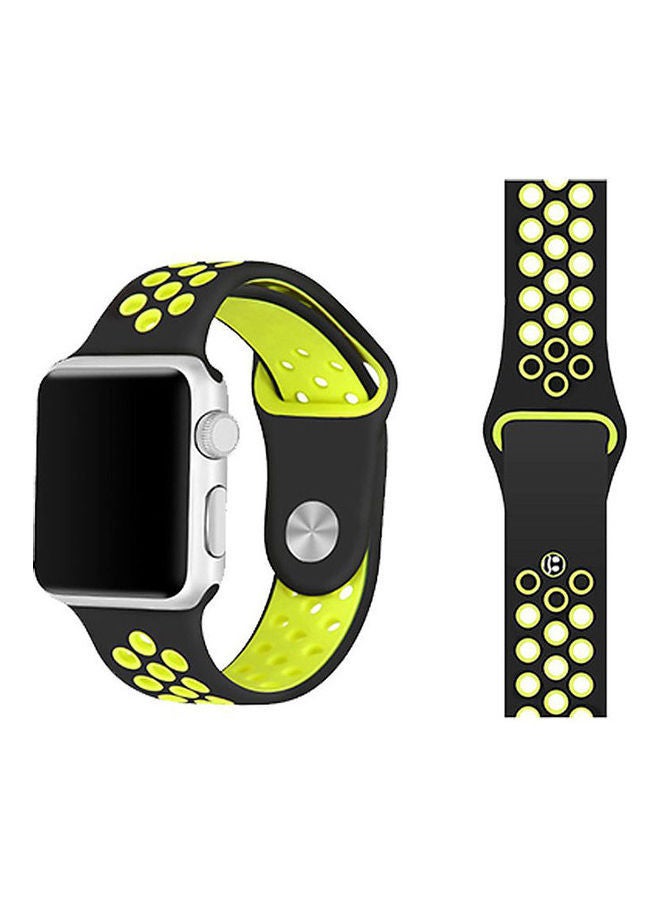 NIBEMINENT Breathable With Holes Sport Silicone Band For Smart Watch Bracelet Strap Green / Black - Image 3