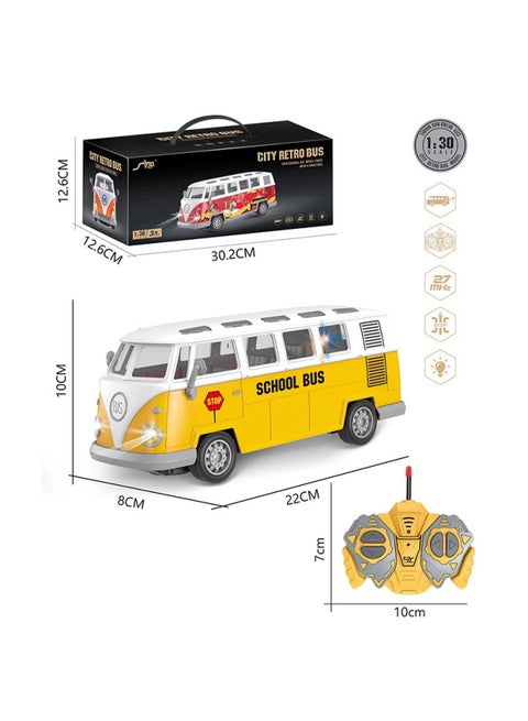 Electric Remote Control School Bus Openable Door Children's Toy Car 120 Ambulance Rescue Simulation Vehicle Boys Girls-Color:QH204-3D Yellow Remote Control Retro School Bus-Proportion:Package 1: Standard Configuration Without Electricity