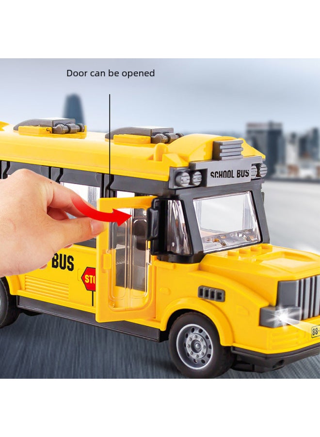 Electric Remote Control School Bus Openable Door Children's Toy Car 120 Ambulance Rescue Simulation Vehicle Boys Girls-Color:QH204-3D Yellow Remote Control Retro School Bus-Proportion:Package 1: Standard Configuration Without Electricity