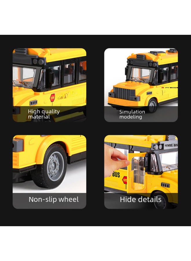Electric Remote Control School Bus Openable Door Children's Toy Car 120 Ambulance Rescue Simulation Vehicle Boys Girls-Color:QH204-3D Yellow Remote Control Retro School Bus-Proportion:Package 1: Standard Configuration Without Electricity
