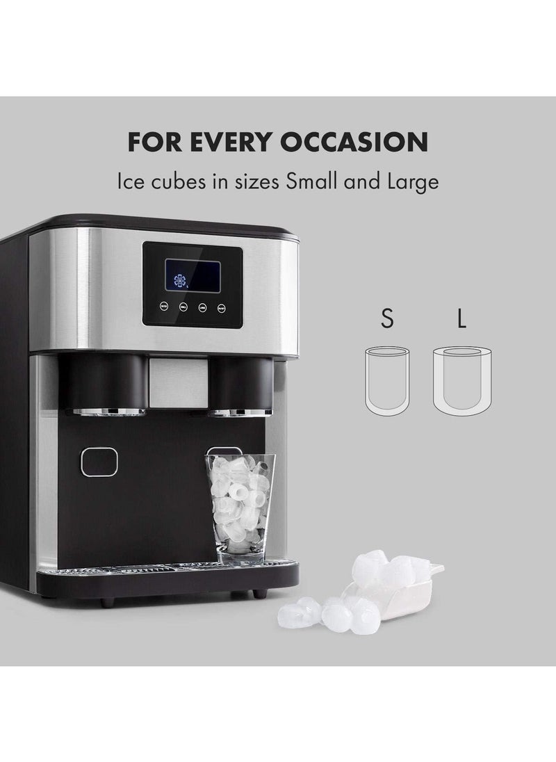 LC - Ice Maker, 3-in-1: Ice Cubes, Crushed Ice, Cold Water, 2 Ice Cube Sizes, 15-18kg/24h, LCD Display, 1.8L Tank - Image 1