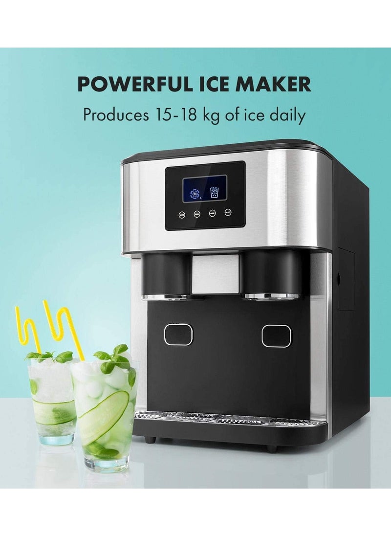 LC - Ice Maker, 3-in-1: Ice Cubes, Crushed Ice, Cold Water, 2 Ice Cube Sizes, 15-18kg/24h, LCD Display, 1.8L Tank - Image 1