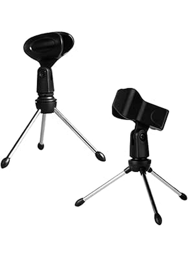 Rotatable Desktop Microphone Tripod Stand 2 Pack Stable Mic Bracket For Podcast Streaming Recording - Image 1