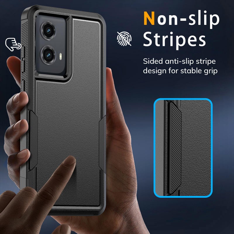 Vinve for Moto G 5G 2024 Case with HD Screen Protector, Military-Grade Shockproof & Dual-Layer Protection, Anti-Slip Grip Design Phone Case, Black - Image 4