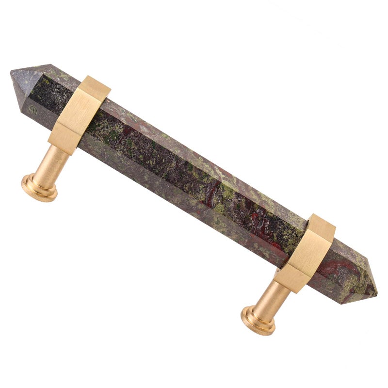 mookaitedecor Brushed Brass with Dragon Blood Jasper Double Crystal Points Drawer Pulls Cabinets Handles Door Knobs for Dresser Cupboard Kitchen Decor - Image 2