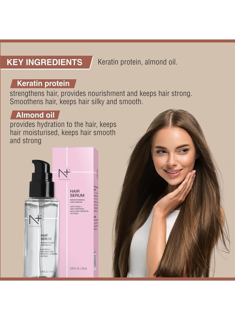 N Plus Professional Hair Serum, For Smoothening Hair, Anti Frizz and Anti Dryness With Pro Keratin Actives, 50 ML - Image 5