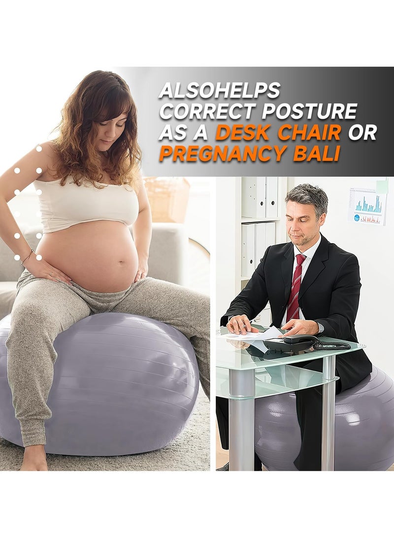 انفوسن كرة تمرين 65 و25 سم مع مضخة قدم سريعة مضادة للانفجار والانزلاق، كرسي كرة يوجا للتوازن والبيلاتس واليوغا والولادة والحمل وصالة الالعاب الرياضية والتدريب والعلاج الطبيعي (مقاسان) - Image 4