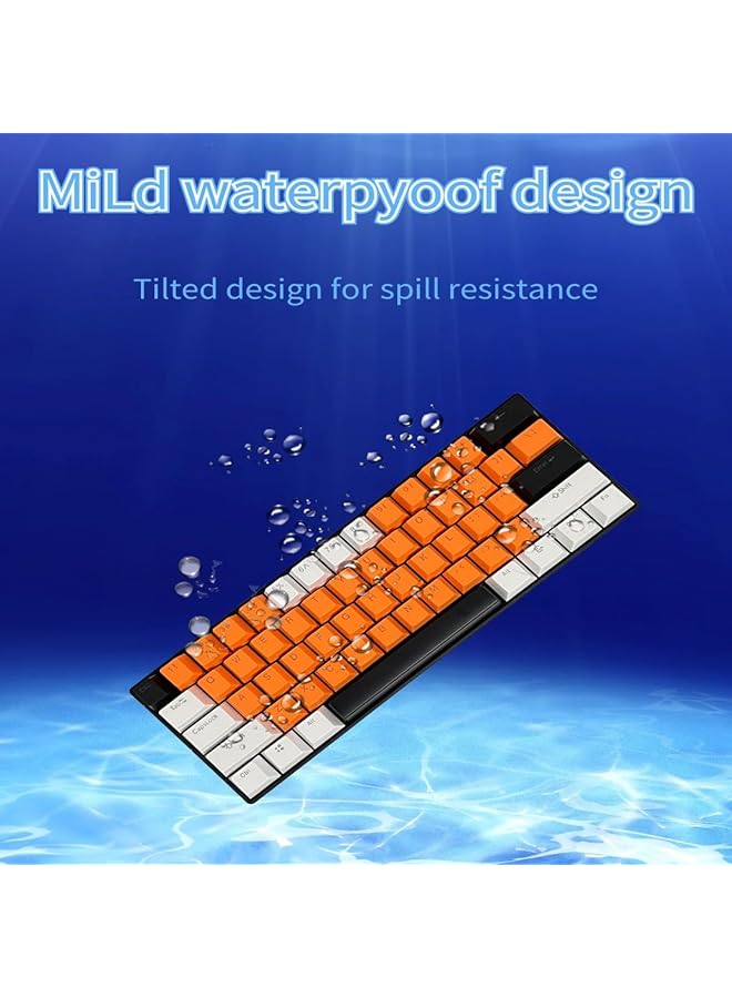 61 Keys Rgb Gaming Keyboard 60% Mini Wired Waterproof With Anti Ghosting Keyboard And Three Color Keycaps With Red Switch For Gamers(Orange White And Black) - Image 5