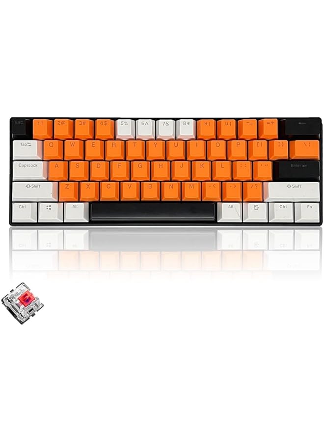 61 Keys Rgb Gaming Keyboard 60% Mini Wired Waterproof With Anti Ghosting Keyboard And Three Color Keycaps With Red Switch For Gamers(Orange White And Black) - Image 1