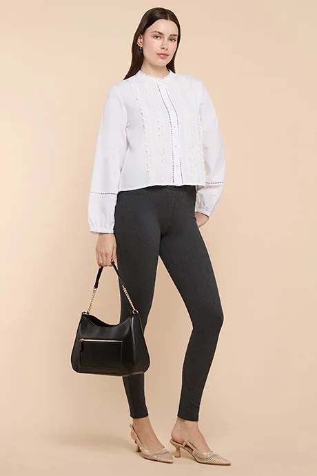 R&b Textured Jeggings with Elastic Waist