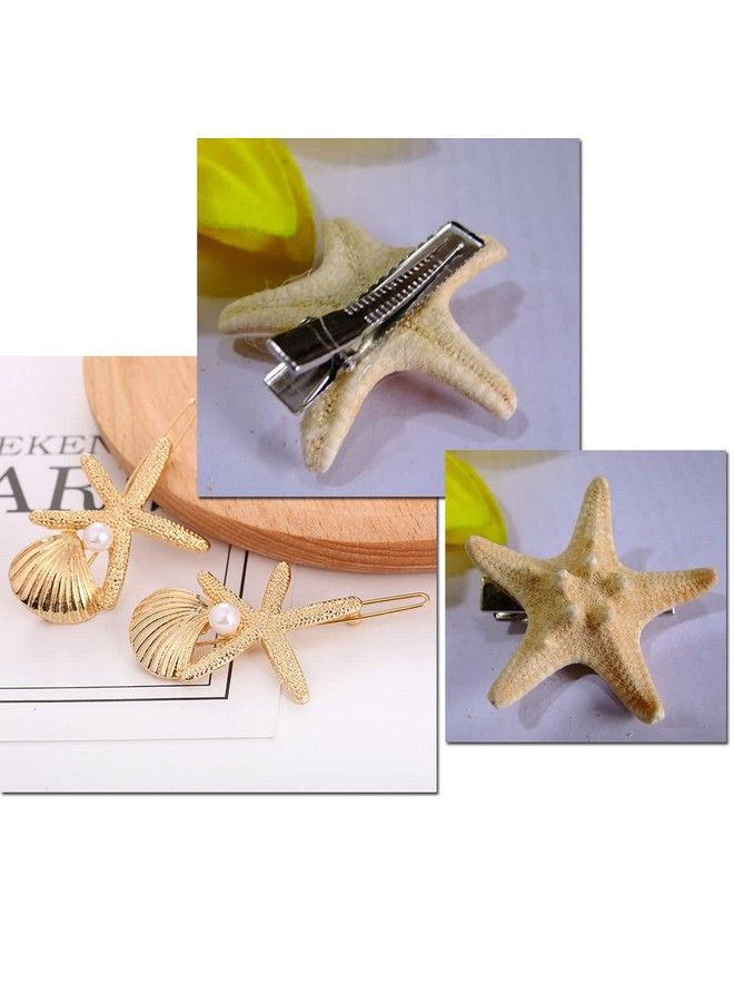 Aaiffey 4 Pcs Shell Pearl Starfish Hair Clip Set For Women Girlsprincess Hair Clips Sea Star Hair Pins Girls Cute Headwear Styling Tools Hair Accessories (E107) - Image 4