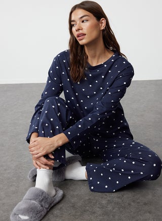 Navy Blue 100% Cotton Polka Dot and Heart Patterned Knitted Pajama Set THMAW25PT00039 - pzsku/ZEE0782723AE969A13E65Z/45/_/1730939832/767ee9f9-fe2c-4723-ba62-c3984f77fad2