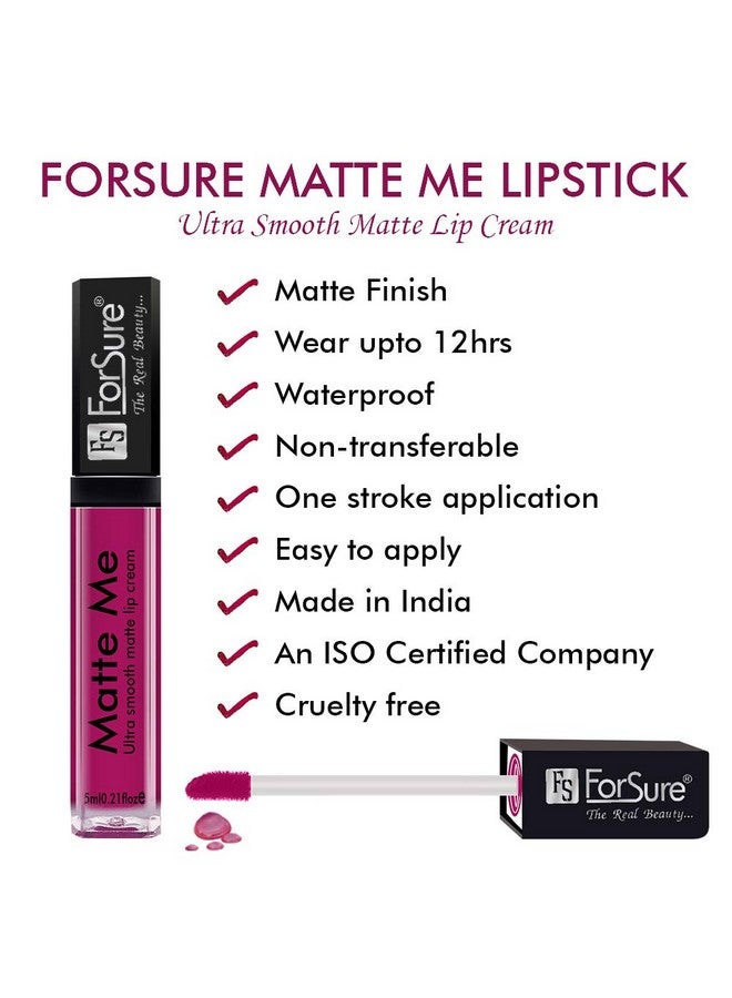 فور شور مجموعة أحمر الشفاه السائل Matte Me غير القابلة للتحويل (مجموعة من 4 قطع باللون الأرجواني الصدئ والبني والياقوتي والأحمر غير اللامع) - Image 4