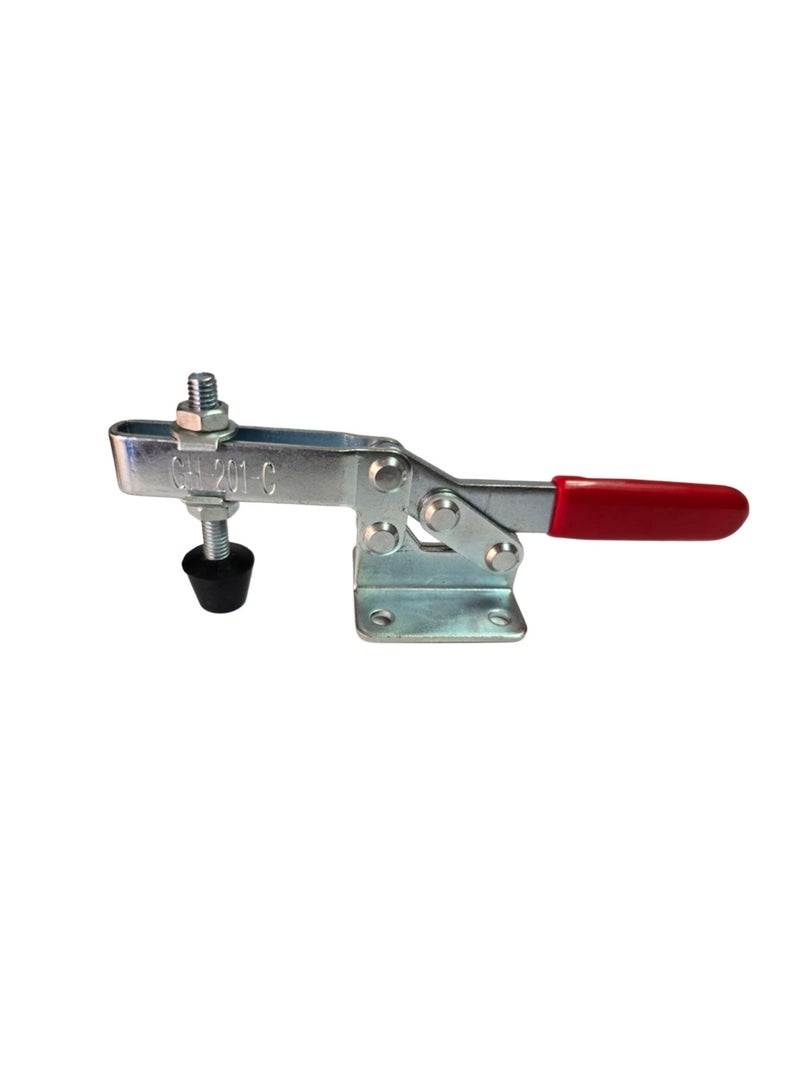 GH-201-C Horizontal Toggle Clamp, 100kg Holding Capacity, 80° Bar Opening, with Spindle and Flanged Washers - Image 1
