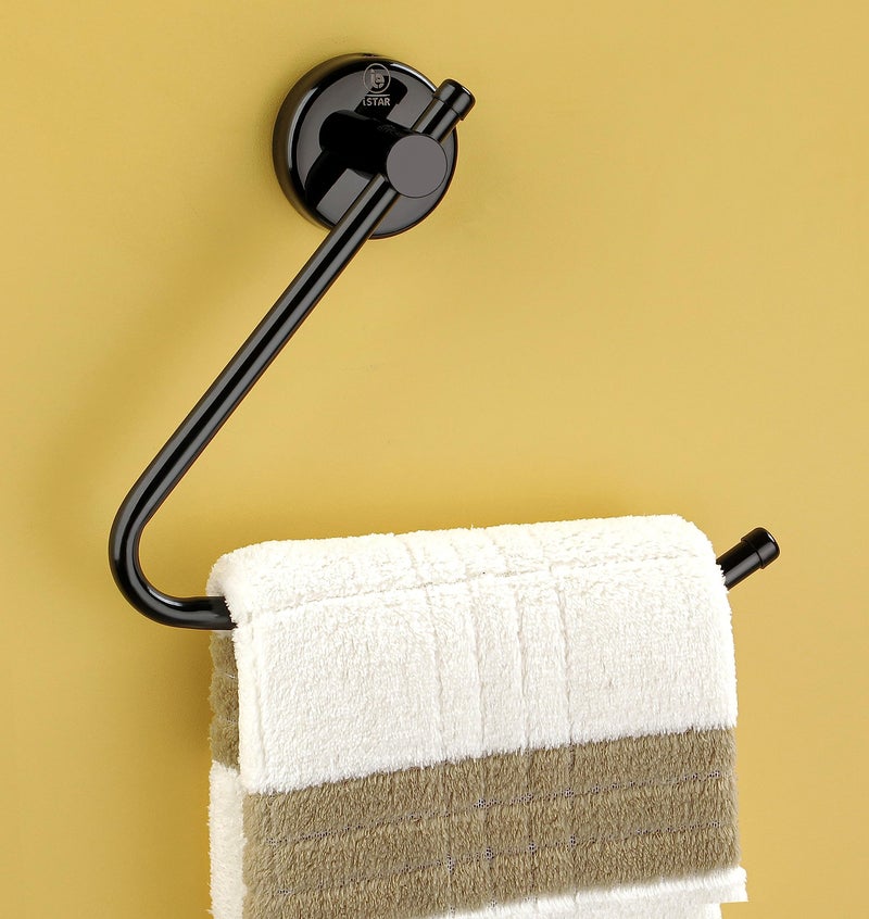 iSTAR Stainless Steel Towel Ring/Napkin Ring/Towel Holder/Towel Hanger/Towel Holder for Washbasin and Napkin Holder Stand for Kitchen, Bathroom (Black Finish, Pack of 1) - Image 1