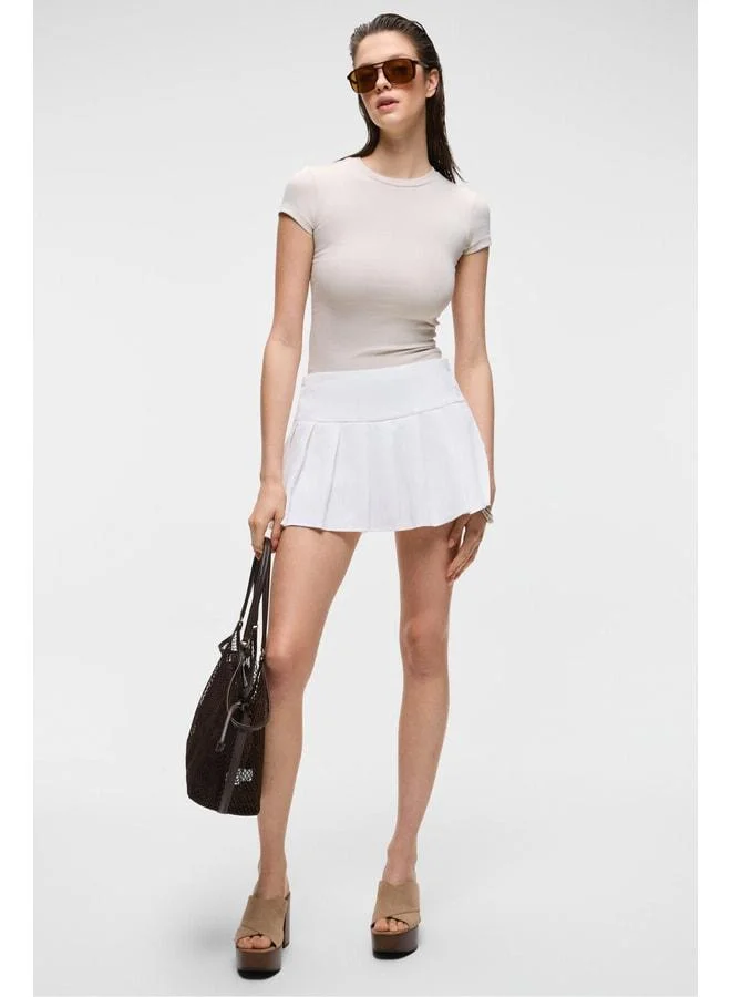 جريميلانج تي شيرت HOPEWELL للنساء بياقة مستديرة محبوكة بقصة Slim Fit بلون الحجر