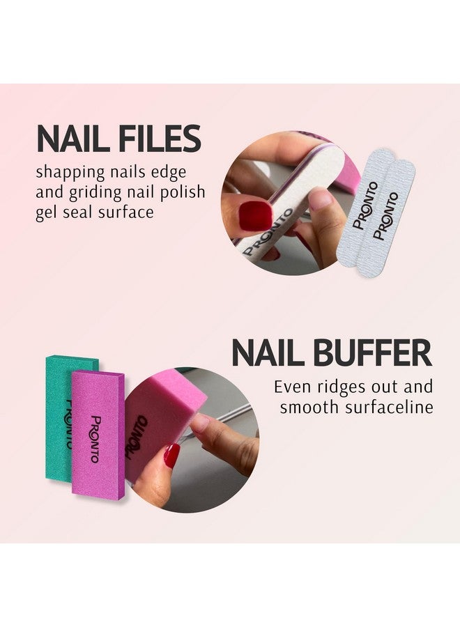 Pronto Acetone Nail Polish Remover 8 Fl Oz with Manicure Kit - Includes Nail File, Buffer, Pusher, Scraper - Pure Acetone 100 Percent - Quick & Professional Gel Acrylic Nail Remover Kit - Image 3
