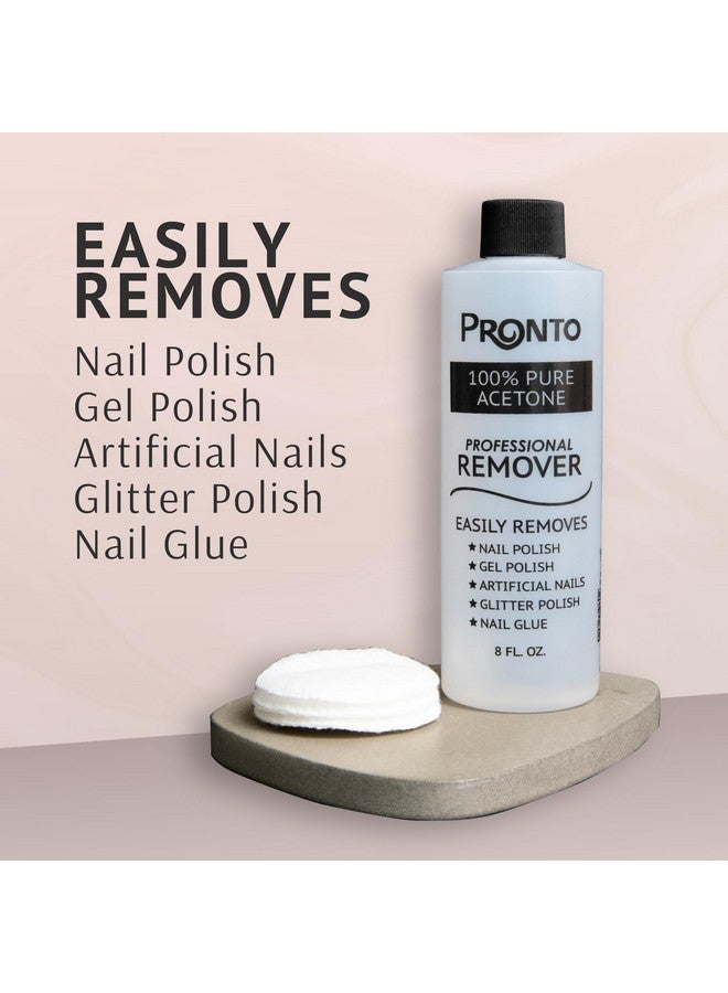 Pronto Acetone Nail Polish Remover 8 Fl Oz with Manicure Kit - Includes Nail File, Buffer, Pusher, Scraper - Pure Acetone 100 Percent - Quick & Professional Gel Acrylic Nail Remover Kit - Image 2