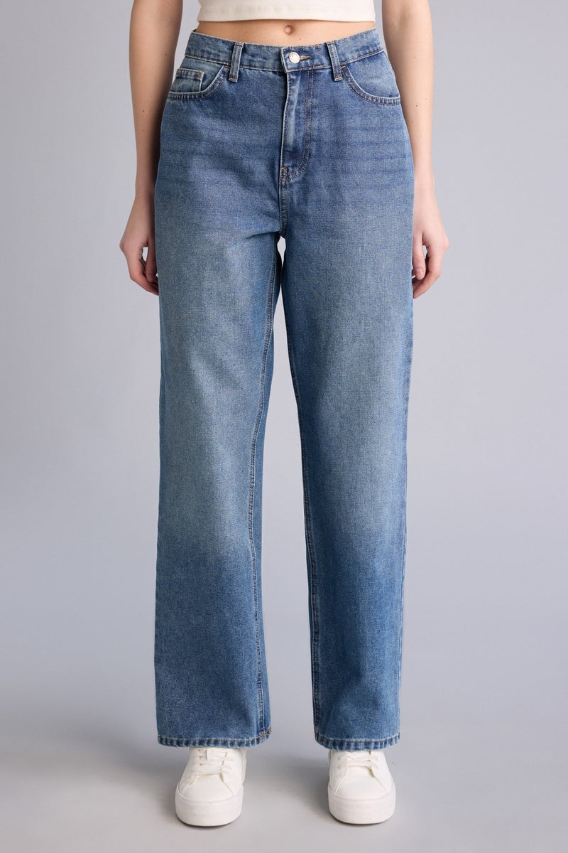 DeFacto Blue Woman Wide Leg High Waist Long Jeans Casual - Image 3