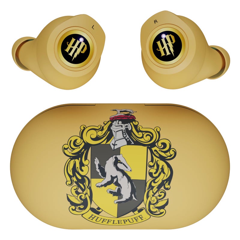iJoy Harry Potter Hufflepuff Wireless Bluetooth Earbuds with Charging Case, Built-in Mic, 30 Hr Playtime, Officially Licensed | Harry Potter Gifts for Women, Men, Teens, Kids & All Fans of Hufflepuff - Image 1