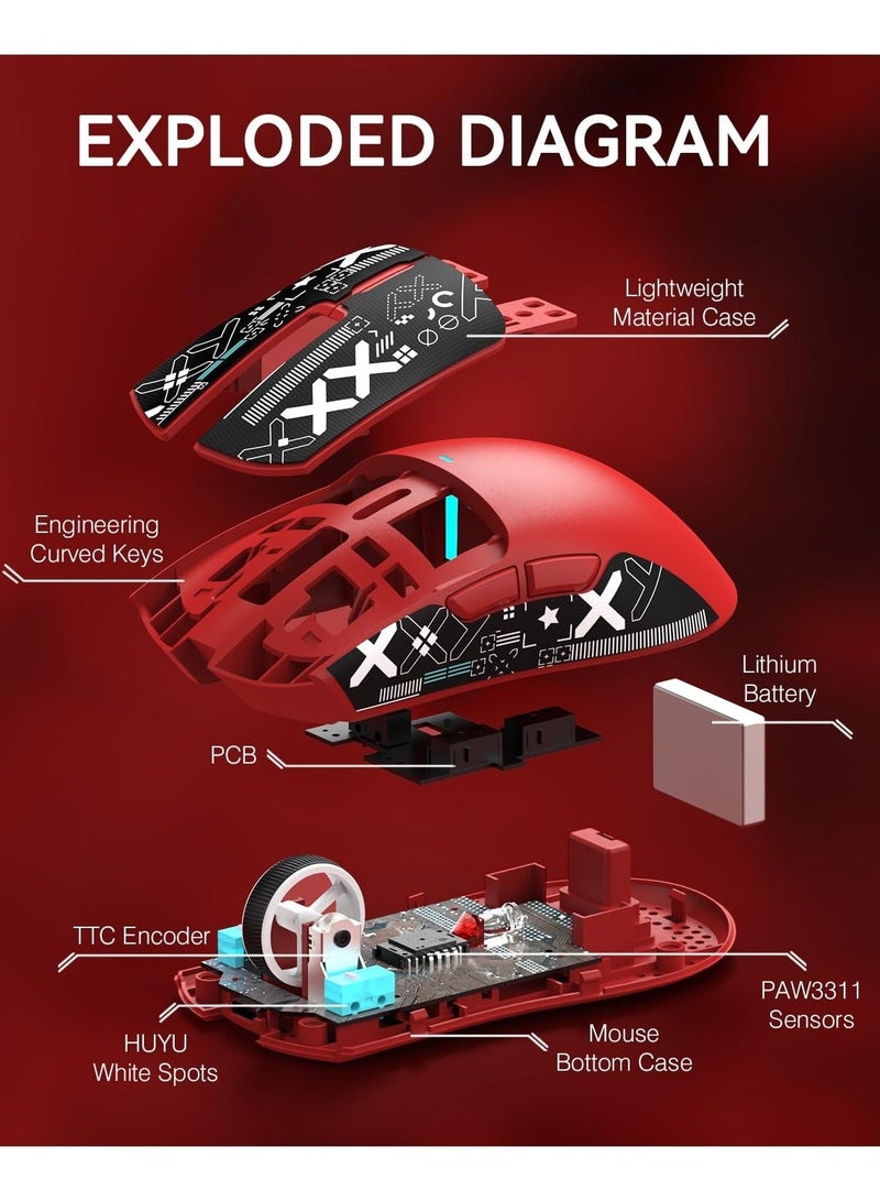 Attack Shark X11 Tri-mode Bluetooth Wireless Gaming Mouse with with Magnetic Charging Dock, Lightweight Anti Slip Mouse, PixArt PAW3311 Sensor, 22K DPI, BT/2.4Ghz/Wired, for PC/MAC - Image 3