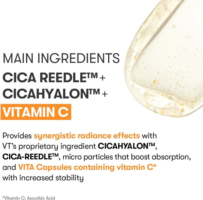 VT COSMETICS Vita-Light Reedle Shot 100, Serum with Vitamin C Capsules, Vitamin E, Hydrating Care, Korean Skincare for Sensitive Skin 1.69Fl Oz(50ml) - Image 4