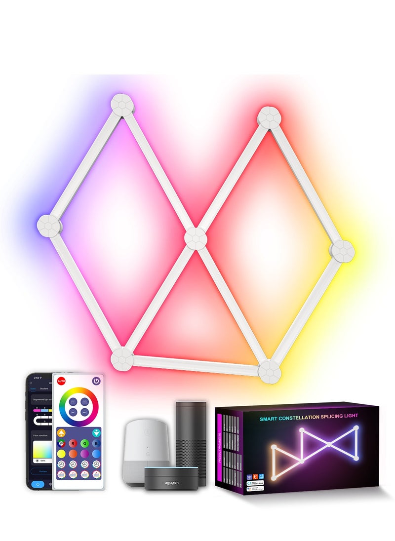 Furtey - 9Pack WiFi LED Wall Lights Color Dimmable Smart Music Sync Rhythm APP Intelligent Control RGB Interior Wall Atmosphere Light for Gaming Room Home Wall Decor Light Bars Kit (White,) - Image 1