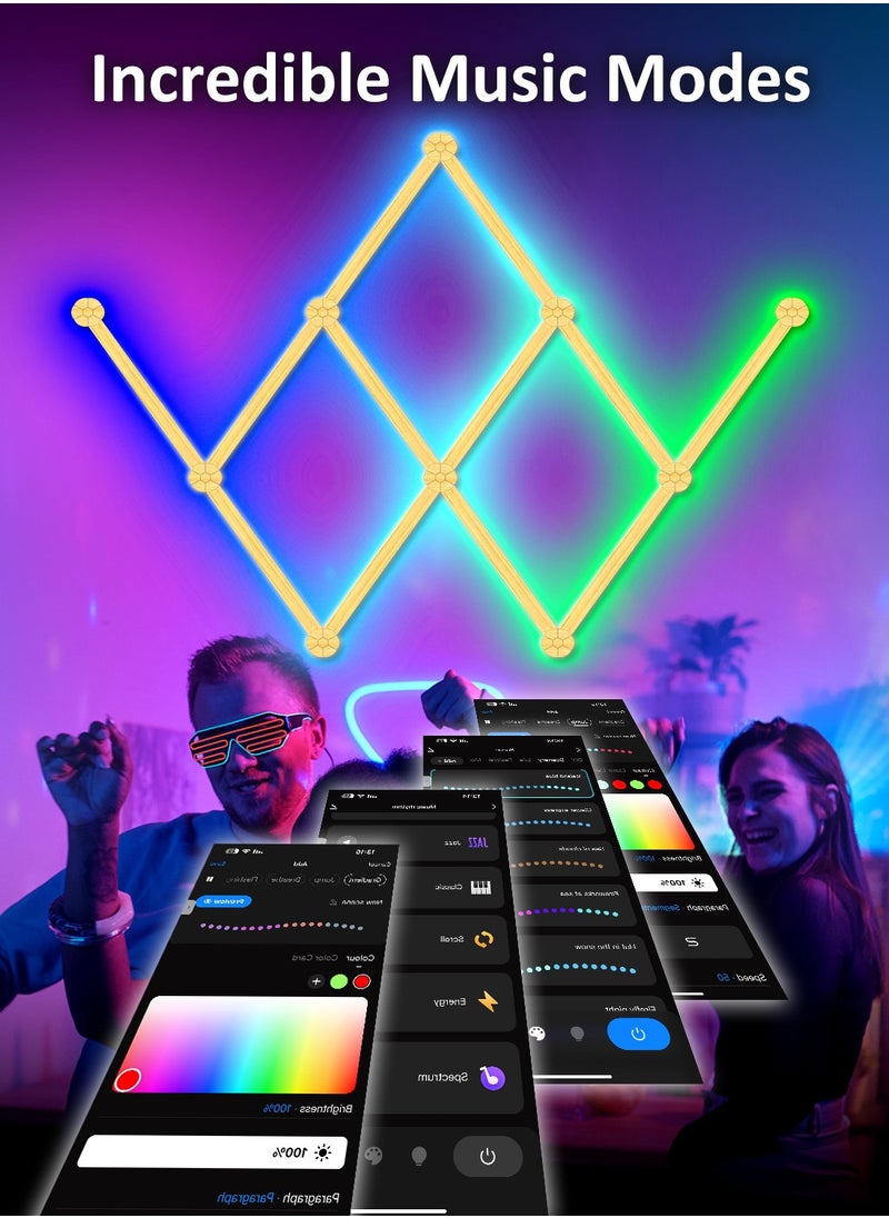 Furtey - 9Pack WiFi LED Wall Lights Color Dimmable Smart Music Sync Rhythm APP Intelligent Control RGB Interior Wall Atmosphere Light for Gaming Room Home Wall Decor Light Bars Kit (White,) - Image 1