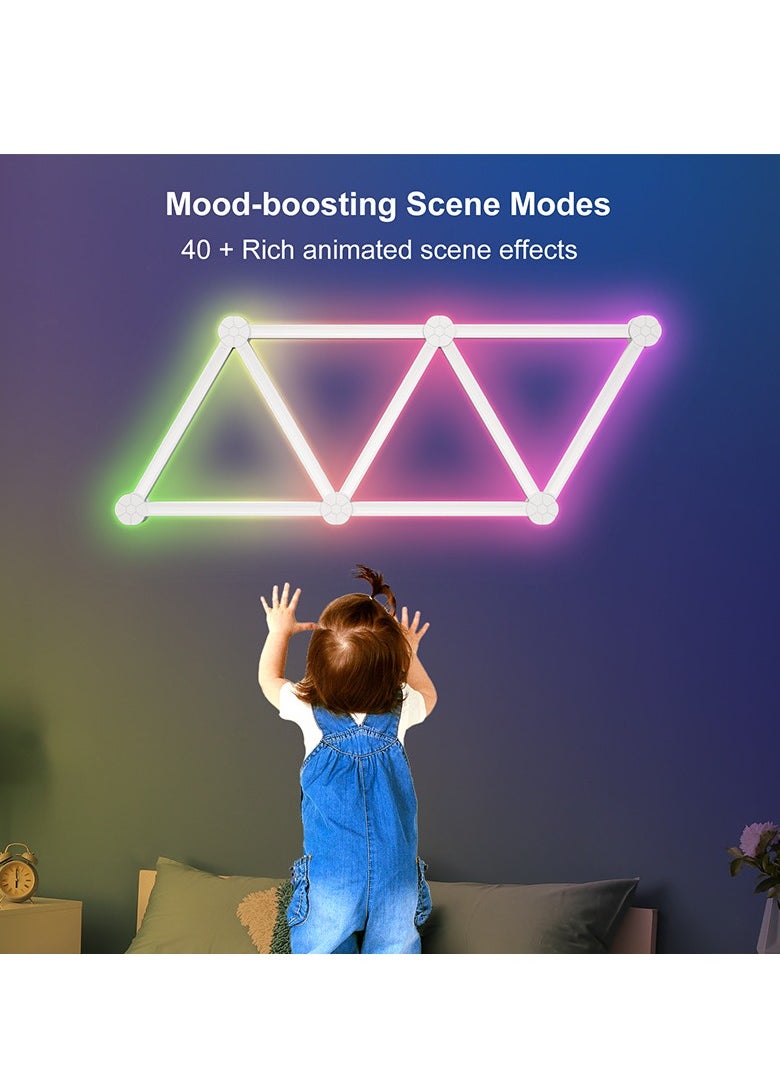 Furtey - 9Pack WiFi LED Wall Lights Color Dimmable Smart Music Sync Rhythm APP Intelligent Control RGB Interior Wall Atmosphere Light for Gaming Room Home Wall Decor Light Bars Kit (White,) - Image 1