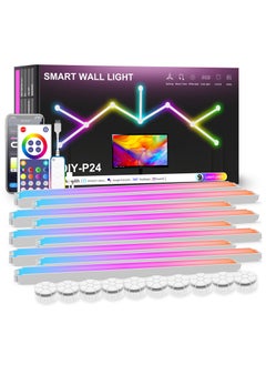 9Pack WiFi LED Wall Lights Color Dimmable Smart Music Sync Rhythm APP Intelligent Control RGB Interior Wall Atmosphere Light for Gaming Room Home Wall Decor Light Bars Kit (White,)