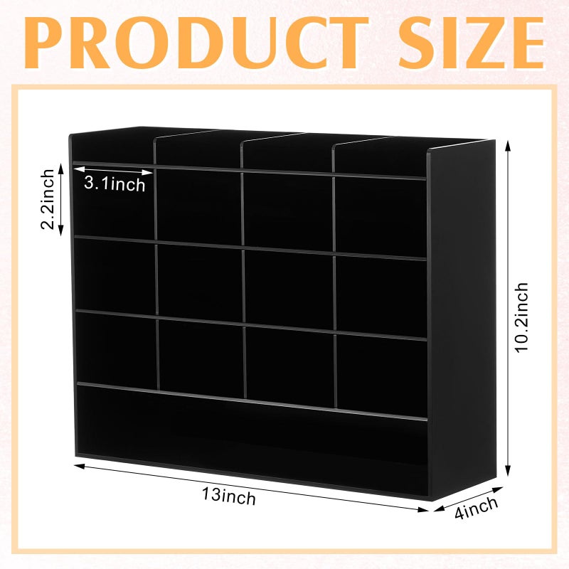 MotiMind Acrylic Pen Organizer Storage for 200 Markers Vertical Marker Organizer Acrylic Pen Display Holder for Office Desk Desktop Stationery Pencil Storage, Black, 13 x 4 x 10.2 Inch - Image 2