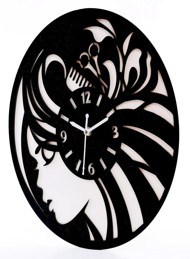 MASTANO Unisex Beauty & Hair Salon Wall Clock Decor Unique 12� Acrylic Antique & Trending Design | Black & White | CL-51 - Image 1