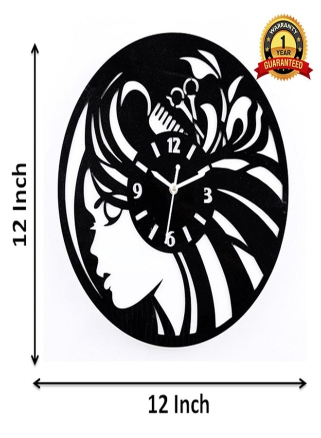 MASTANO Unisex Beauty & Hair Salon Wall Clock Decor Unique 12� Acrylic Antique & Trending Design | Black & White | CL-51 - Image 2