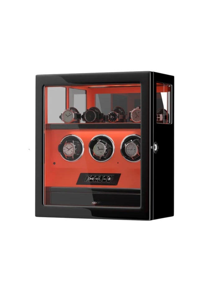 DUKWIN - Dukwin Luxury Watchwinder with Fingerprint Lock 3 Watch Winders with Extra 4 Watches Storage LCD Remote Control - Black - Image 1