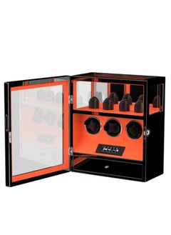 Dukwin Luxury Watchwinder with Fingerprint Lock 3 Watch Winders with Extra 4 Watches Storage LCD Remote Control - Black