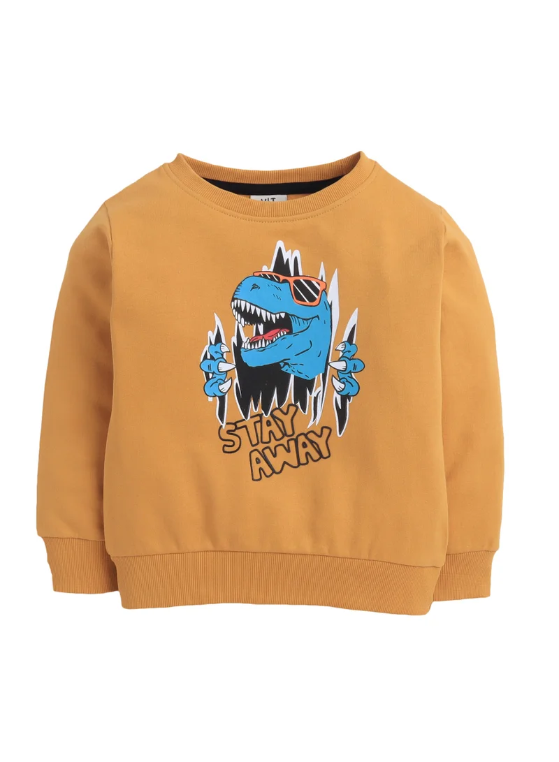 victor and jane Boys' Mustard Yellow"Stay Away Dino" Graphic Sweatshirt