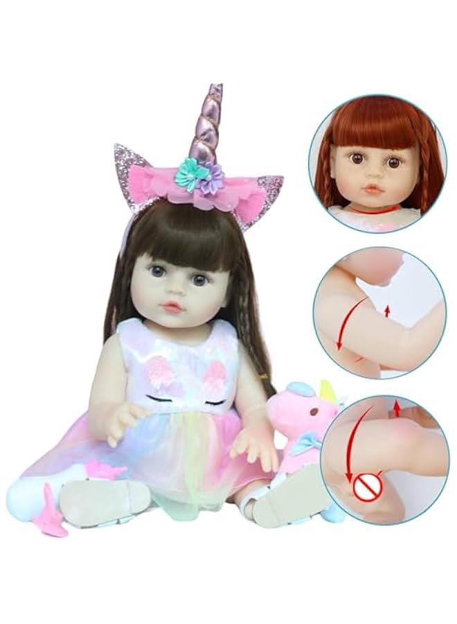 Beauenty Reborn Baby Doll, 53cm Realistic Newborn Baby Dolls - Lifelike Soft Silicone Doll Girls with Plush Toy & Doll Clothes & Accessories for Age 3+ (Pink Unicorn) - Image 2