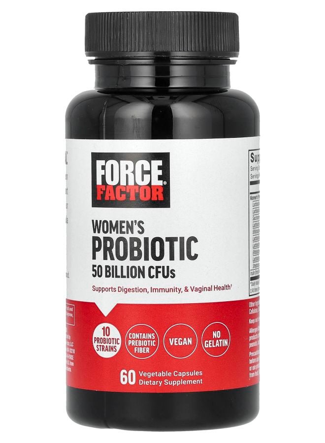Force Factor Women's Probiotic 50 Billion CFUs 60 Vegetable Capsules (25 Billion CFUs per Capsule)