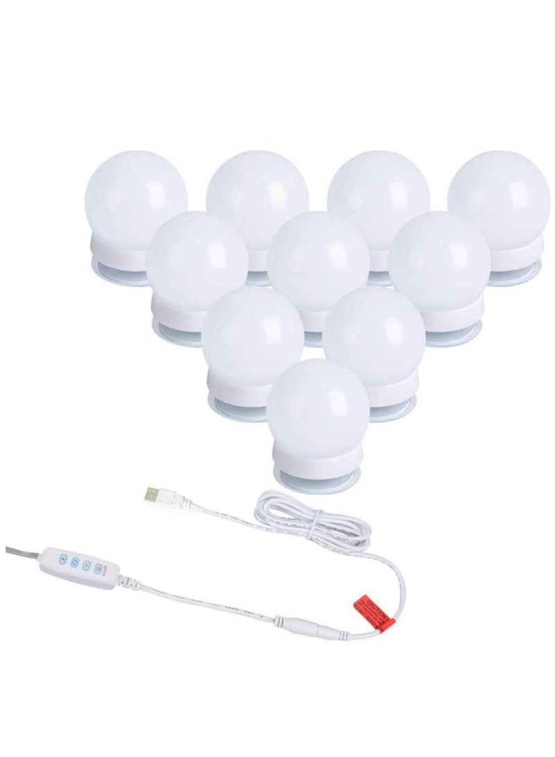 مجموعة مصابيح LED لمرايا الزينة على طراز هوليوود، 10 مصابيح LED مع شريط إضاءة باهت يعمل باللمس ومحول مصدر طاقة لطاولة الزينة - Image 1