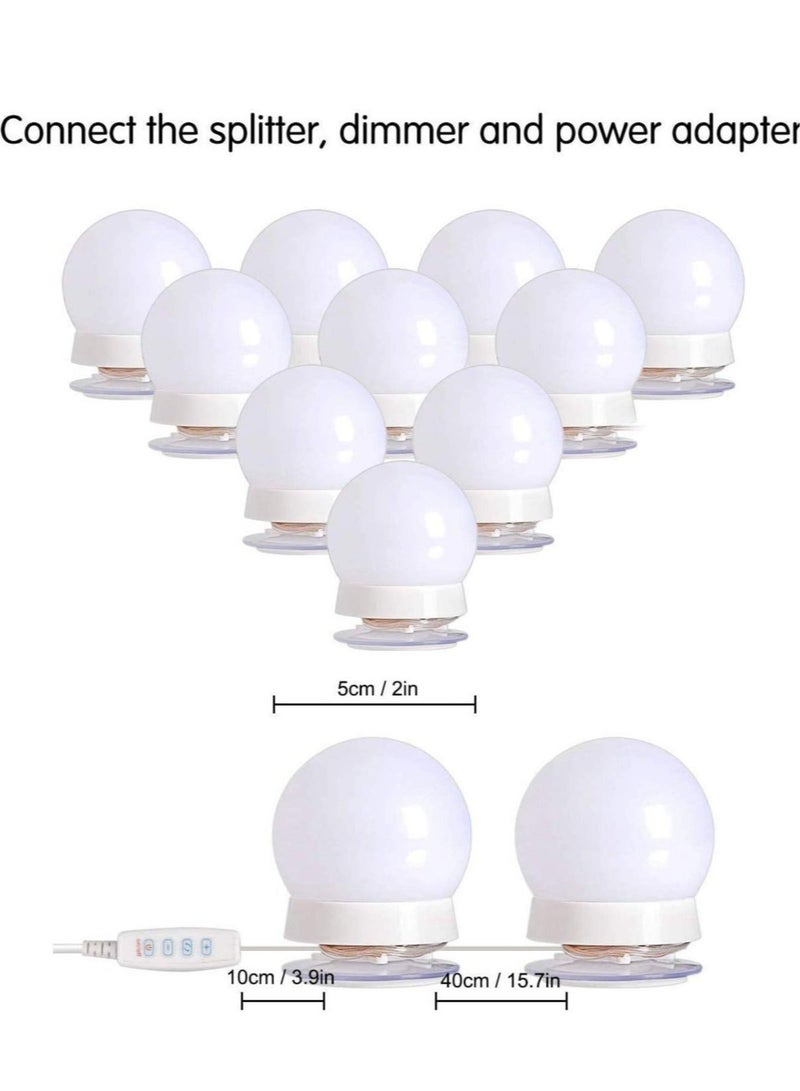 مجموعة مصابيح LED لمرايا الزينة على طراز هوليوود، 10 مصابيح LED مع شريط إضاءة باهت يعمل باللمس ومحول مصدر طاقة لطاولة الزينة - Image 3