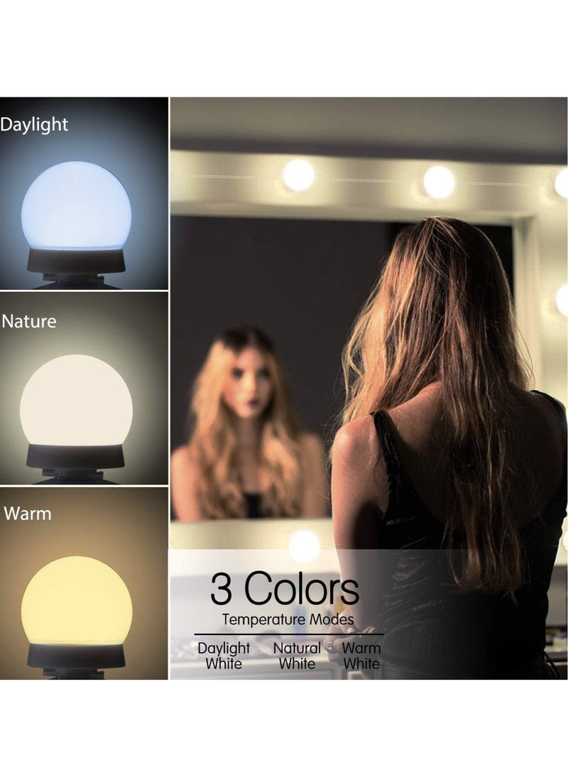 مجموعة مصابيح LED لمرايا الزينة على طراز هوليوود، 10 مصابيح LED مع شريط إضاءة باهت يعمل باللمس ومحول مصدر طاقة لطاولة الزينة - Image 5