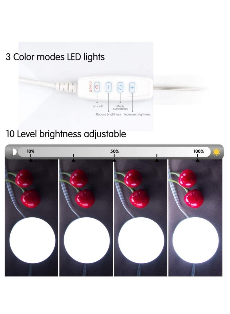 مجموعة مصابيح LED لمرايا الزينة على طراز هوليوود، 10 مصابيح LED مع شريط إضاءة باهت يعمل باللمس ومحول مصدر طاقة لطاولة الزينة - Image 4