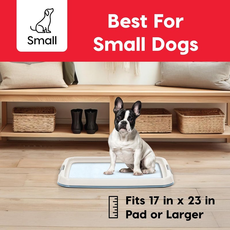 IrisUSA Pee Pad Holder - For Small Sized Dog and Puppy Pee Pads, Secured Latches, Non-Skid Feet, High Polish Finish for Easy Cleaning, Leak Protection, Fits 17"x23" Pad, Blue - Image 2