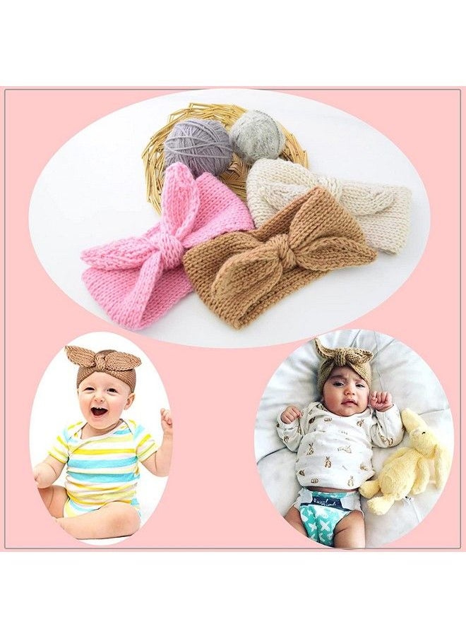 El Regalo - 2 Pcs Turban Wool Headband Warm Rabbit Knot Hair Band Knit Head Wrap For Baby Girls Newborns And Toddlers (Red & White) - Image 1