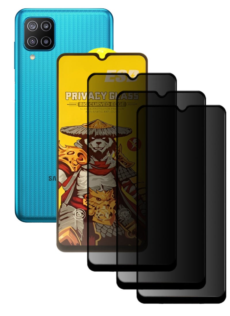 ESD 3 Pieces Tempered Dustproof Privacy Glass Screen Protector Compatible For Samsung Galaxy F12 - Image 1