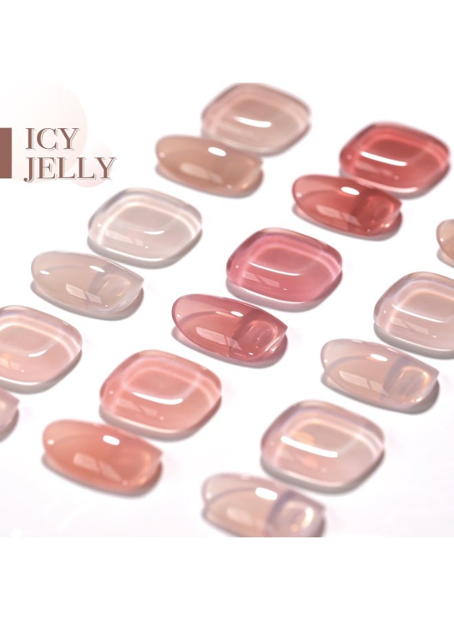 GAOY Jelly Nude Gel Nail Polish Set, 6 Transparent Colors Sheer Red Pink Brown Soak Off UV Light Cure Gel Polish Kit for Salon and Nail Art DIY at Home - Image 2