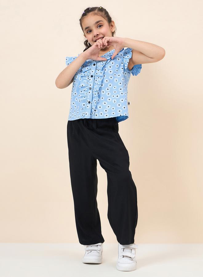 Stylo Bug Girls Floral Ruffle Shirt And Pants Set - Image 1